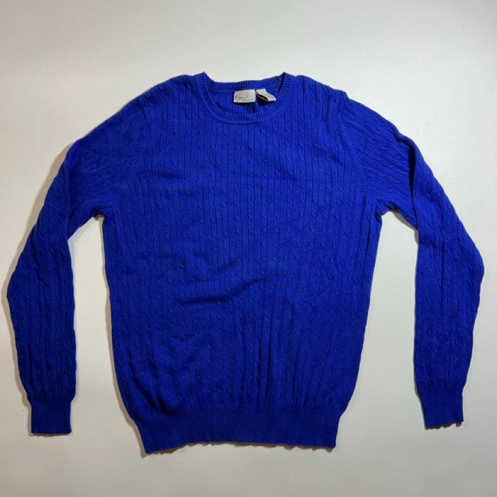 Kim Rogers Cable Knit Sweater Womens Size M Royal Blue Cotton